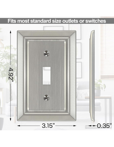 Placa de Pared de Metal Dyekou 1-Gang Níquel Satinado