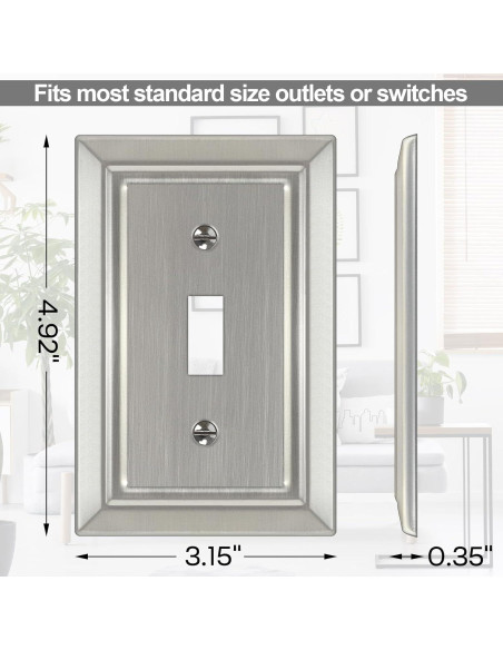 Placa de Pared de Metal Dyekou 1-Gang Níquel Satinado