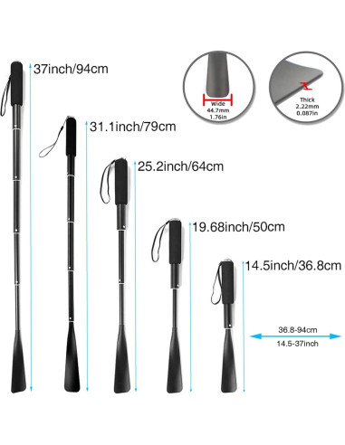 Calzador Retráctil JJDPARTS de Aluminio 36.8-94 cm Negro