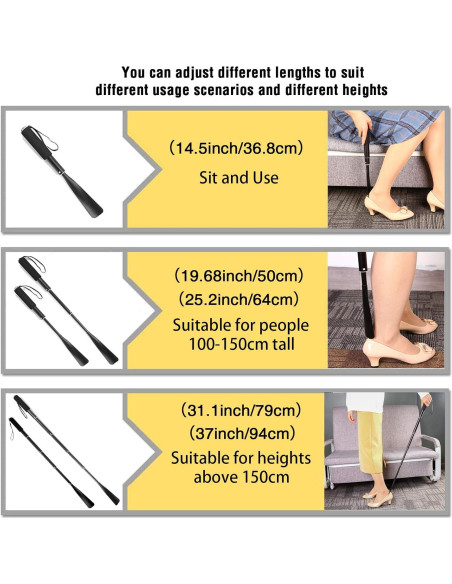Calzador Retráctil JJDPARTS de Aluminio 36.8-94 cm Negro