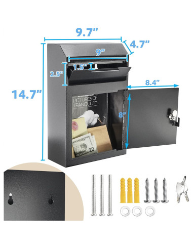 Caja Fuerte de Depósito POCHAR Montada en Pared Metal Negra
