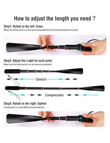 Calzador Retráctil JJDPARTS de Aluminio 36.8-94 cm Negro