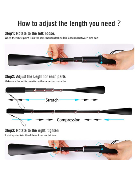 Calzador Retráctil JJDPARTS de Aluminio 36.8-94 cm Negro