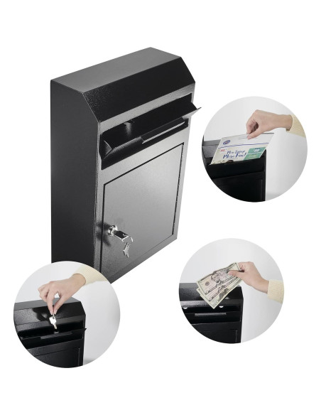 Caja Fuerte de Depósito POCHAR Montada en Pared Metal Negra