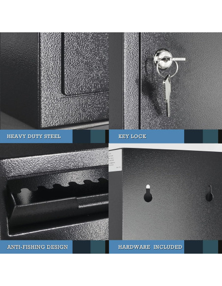 Caja Fuerte de Depósito POCHAR Montada en Pared Metal Negra