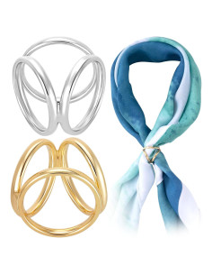 Clips de Bufanda Joez 2 Piezas Oro y Plata 3 Anillos