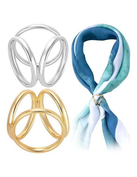 Clips de Bufanda Joez 2 Piezas Oro y Plata 3 Anillos