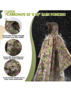Poncho de Lluvia Camohute Multicam Impermeable Extra Grande 2