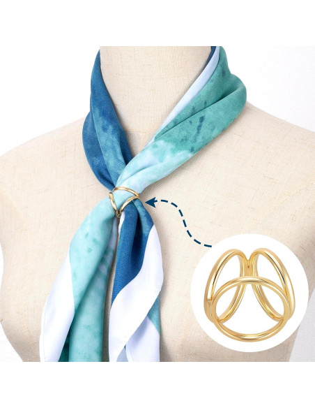 Clips de Bufanda Joez 2 Piezas Oro y Plata 3 Anillos