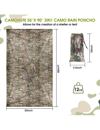 Poncho de Lluvia Camohute Multicam Impermeable Extra Grande