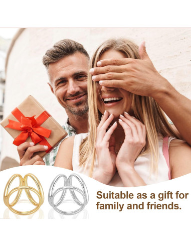 Clips de Bufanda Joez 2 Piezas Oro y Plata 3 Anillos