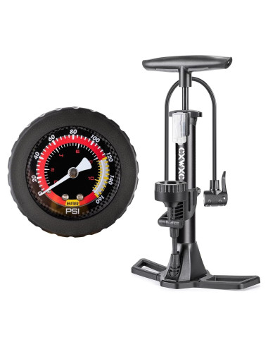 Bomba de Bicicleta CXWXC con Manómetro 160 PSI - Negra