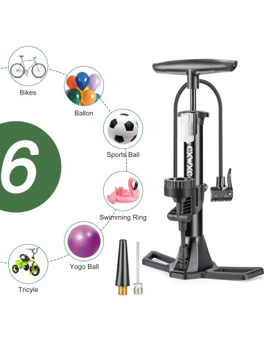 Bomba de Bicicleta CXWXC con Manómetro 160 PSI - Negra