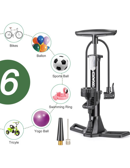 Bomba de Bicicleta CXWXC con Manómetro 160 PSI - Negra