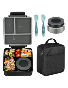 Juego de Almuerzo Bento Howeemo con Termo 1600ml y 4 Compartimentos