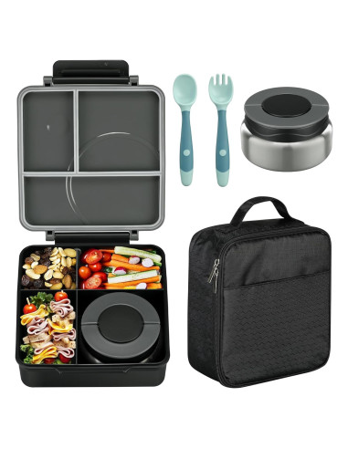Juego de Almuerzo Bento Howeemo con Termo 1600ml y 4 Compartimentos