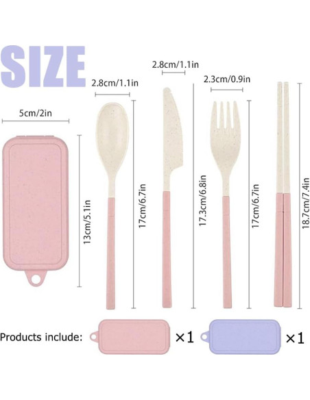 Juego de Utensilios Reutilizables OULIGET Plegables 2 Piezas