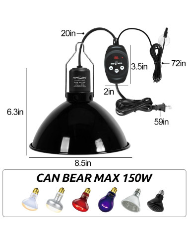 Lámpara de Reptiles REPTIZOO con Termostato Regulable 150W