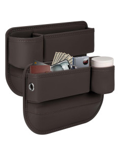 Organizador de Asiento de Coche TAEYONK con Portavasos Marrón