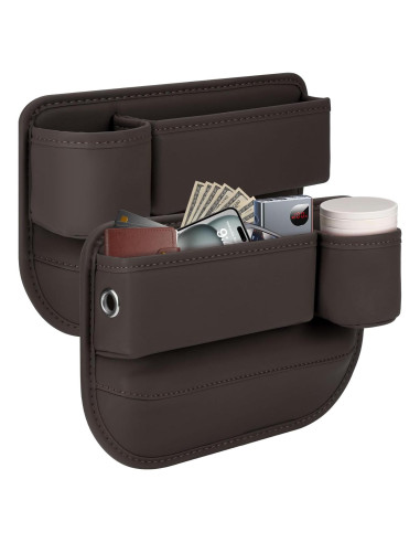 Organizador de Asiento de Coche TAEYONK con Portavasos Marrón