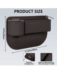 Organizador de Asiento de Coche TAEYONK con Portavasos Marrón 2
