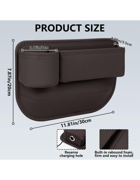 Organizador de Asiento de Coche TAEYONK con Portavasos Marrón