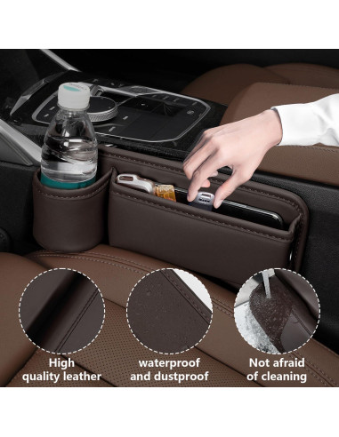Organizador de Asiento de Coche TAEYONK con Portavasos Marrón
