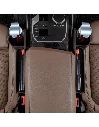 Organizador de Asiento de Coche TAEYONK con Portavasos Marrón