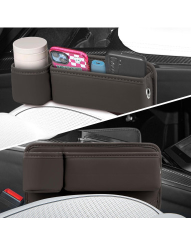 Organizador de Asiento de Coche TAEYONK con Portavasos Marrón