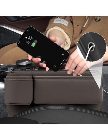 Organizador de Asiento de Coche TAEYONK con Portavasos Marrón