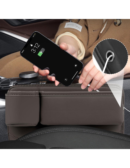 Organizador de Asiento de Coche TAEYONK con Portavasos Marrón