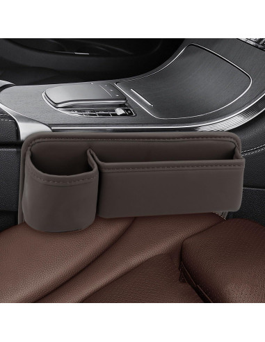 Organizador de Asiento de Coche TAEYONK con Portavasos Marrón