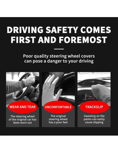 Funda de Volante de Coche Couslcd 38 cm Cuero Antideslizante