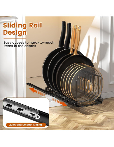 Organizador Deslizante de Ollas y Sartenes Housolution Negro