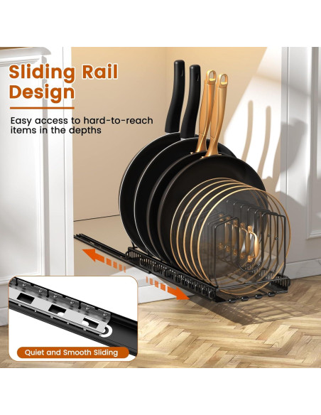 Organizador Deslizante de Ollas y Sartenes Housolution Negro
