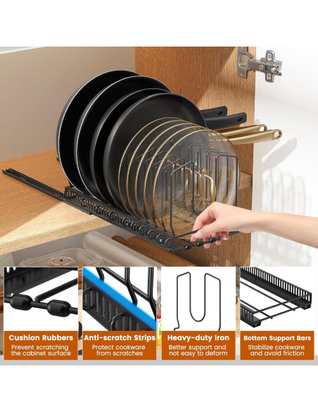 Organizador Deslizante de Ollas y Sartenes Housolution Negro