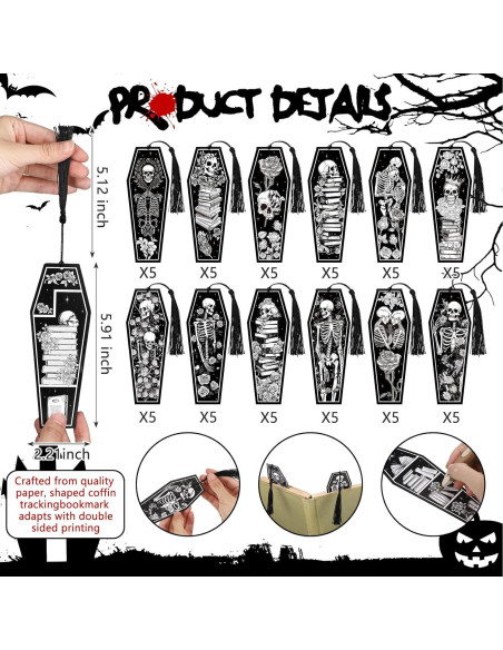 60 Marcadores de Tumba Halloween Kolldenn con Borlas Negras