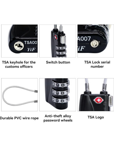 AOUTACC 2 Pack Candado TSA y Etiquetas de Equipaje Aluminio