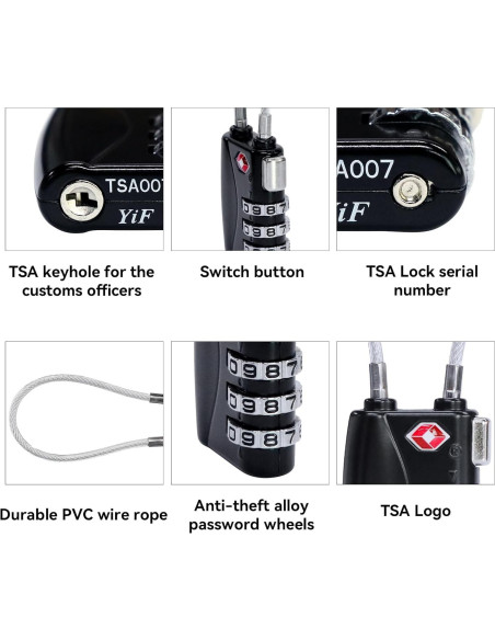 AOUTACC 2 Pack Candado TSA y Etiquetas de Equipaje Aluminio