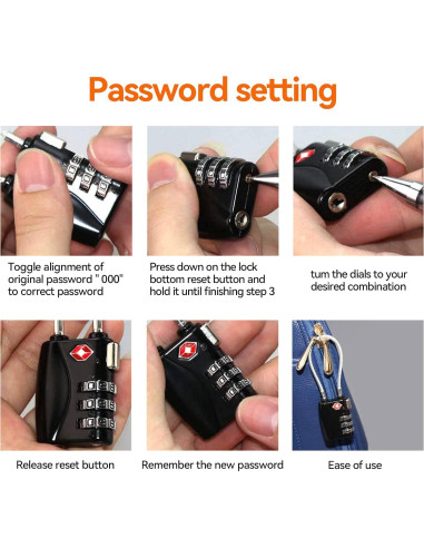 AOUTACC 2 Pack Candado TSA y Etiquetas de Equipaje Aluminio