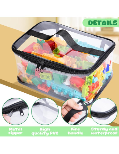 4 Bolsas de Almacenamiento de Juguetes Transparentes PVC 23.9x17cm