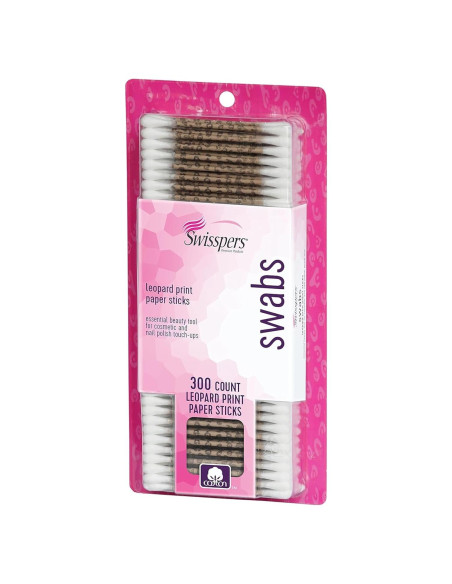 Hisopos de Papel Swisspers Leopard - 300 Unidades - Algodón Suave