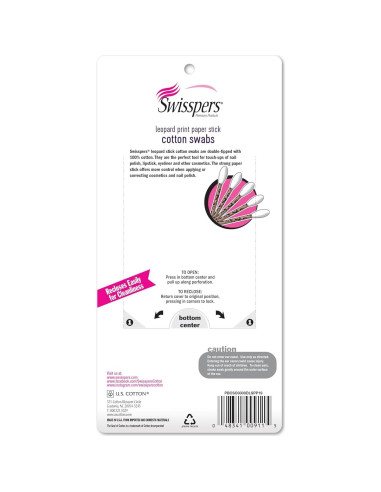 Hisopos de Papel Swisspers Leopard - 300 Unidades - Algodón Suave