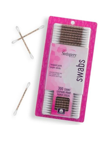 Hisopos de Papel Swisspers Leopard - 300 Unidades - Algodón Suave