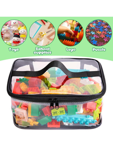 4 Bolsas de Almacenamiento de Juguetes Transparentes PVC 23.9x17cm