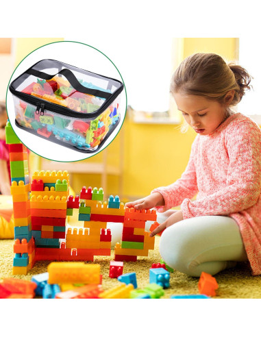 4 Bolsas de Almacenamiento de Juguetes Transparentes PVC 23.9x17cm