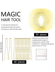 Redes para Moño de Cabello Zonon Beige + 40 Pines U 2