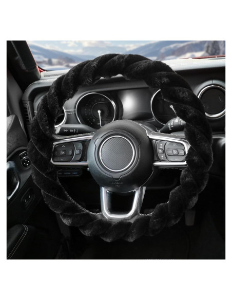 Funda de Volante KAFEEK de Piel de Oveja 38 cm Antideslizante