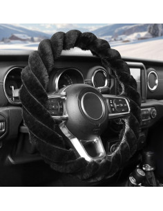 Funda de Volante KAFEEK de Piel de Oveja 38 cm Antideslizante 2