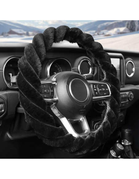 Funda de Volante KAFEEK de Piel de Oveja 38 cm Antideslizante